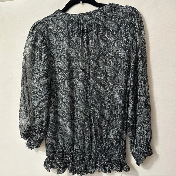 Zara Black and Gray Paisley Blouse - Picture 4 of 11